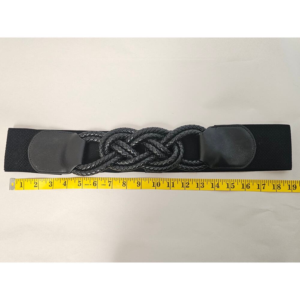Rampage Chic Black Stretch Waist Braided Belt (38") - Picture 4 of 5